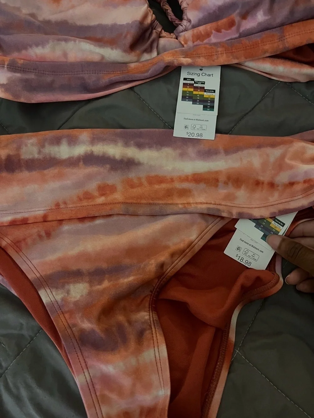 Tie-Dye Orange & Lavender Bikini Set